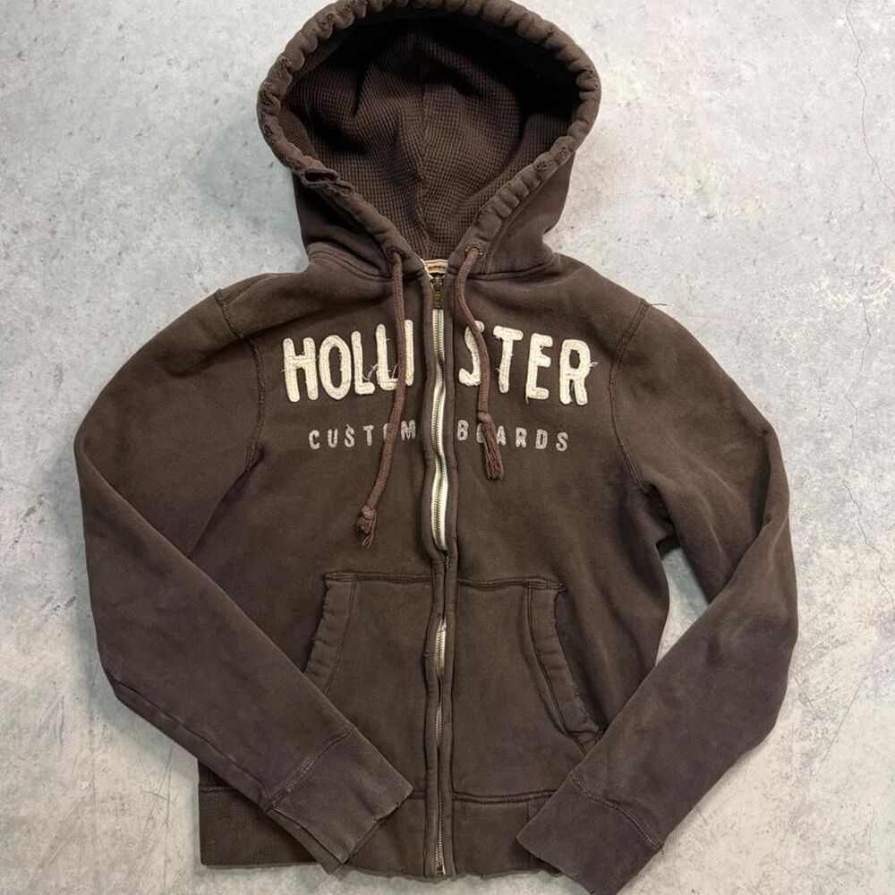 Vintage Hollister Custom Boards Brown Zip Up Hoodie
